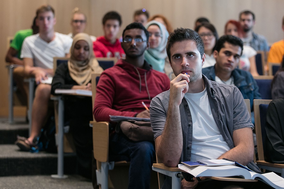 Students during class on campus.

