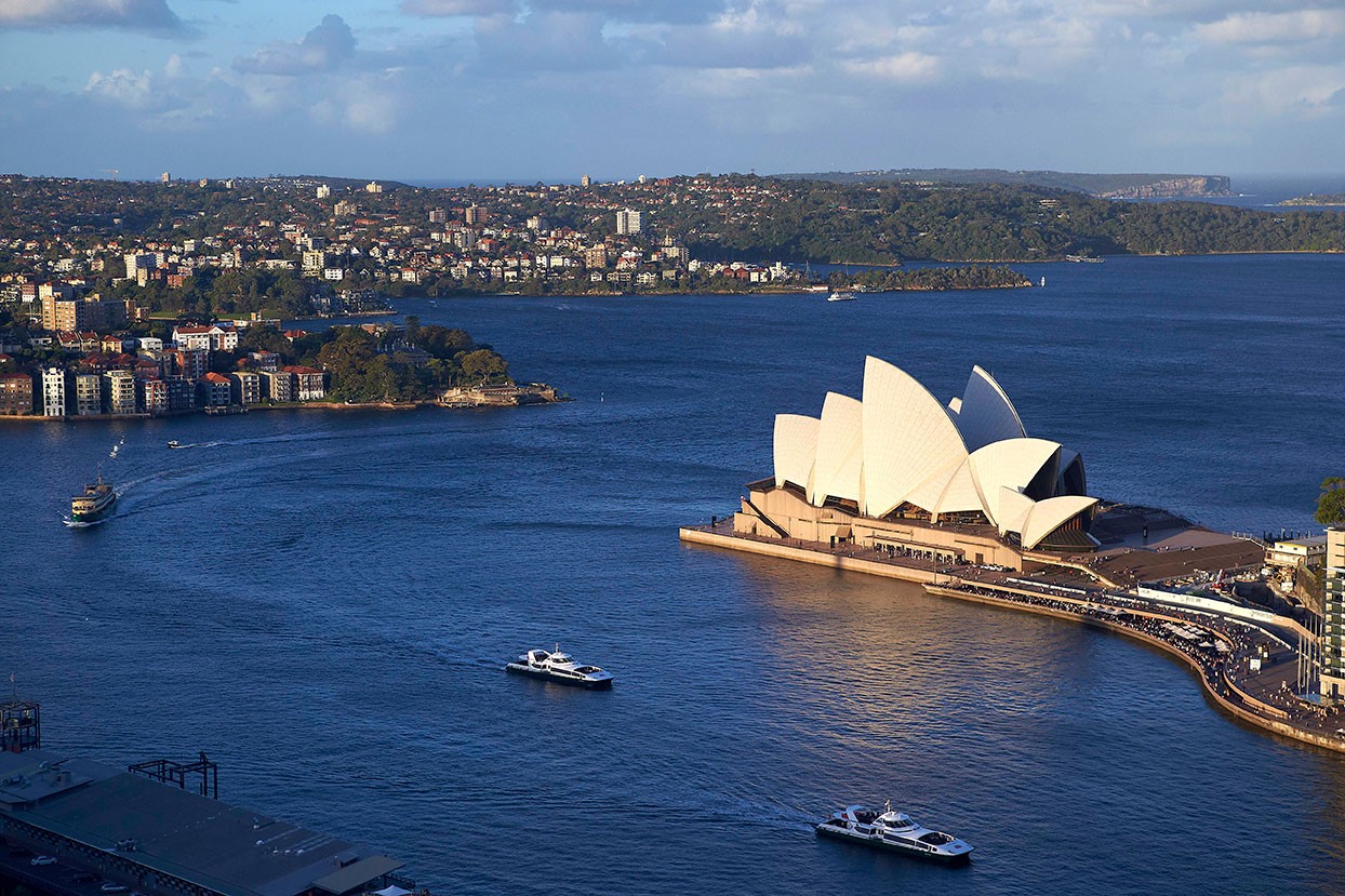 Aerial view of the Sydney Opera House.