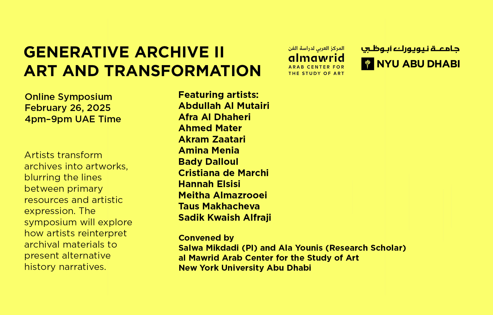 Online Symposium: The Generative Archive II; Art and Transformation