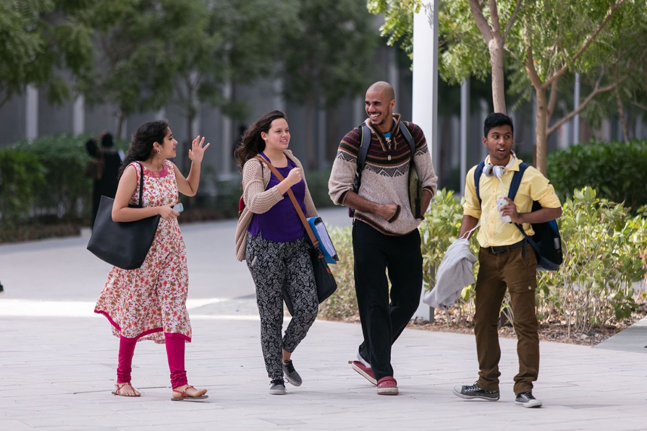 ABU DHABI, UNITED ARAB EMIRATES, November 11, 2015:Students, walking to and from classes, are seen around the NYU Abu Dhabi campus on Saadiyat Island.  (Photo / Silvia Razgova - Philip Cheung)