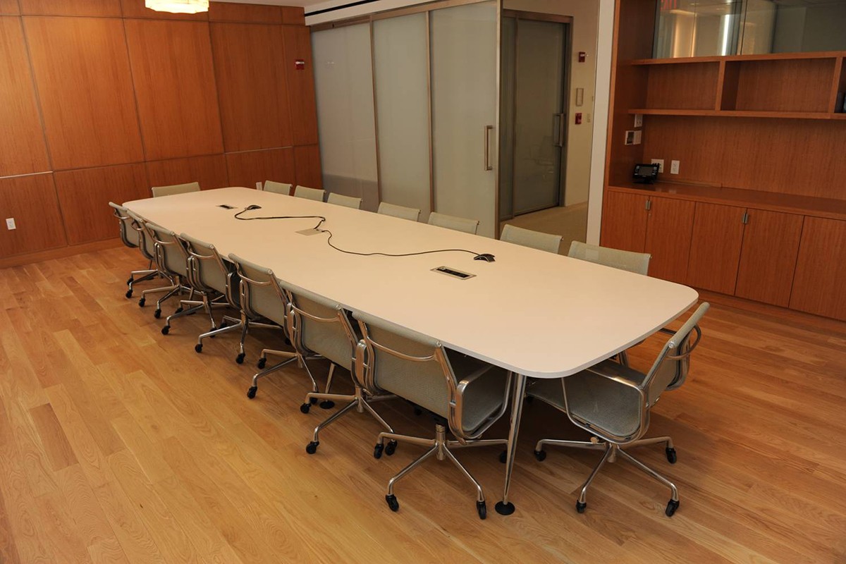 The Saadiyat Room at 19 Washington Square North is used for small meetings and presentations.