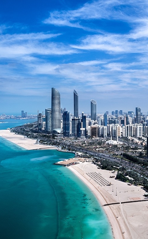 Aerial view of Abu Dhabi Corniche. iStock.com
