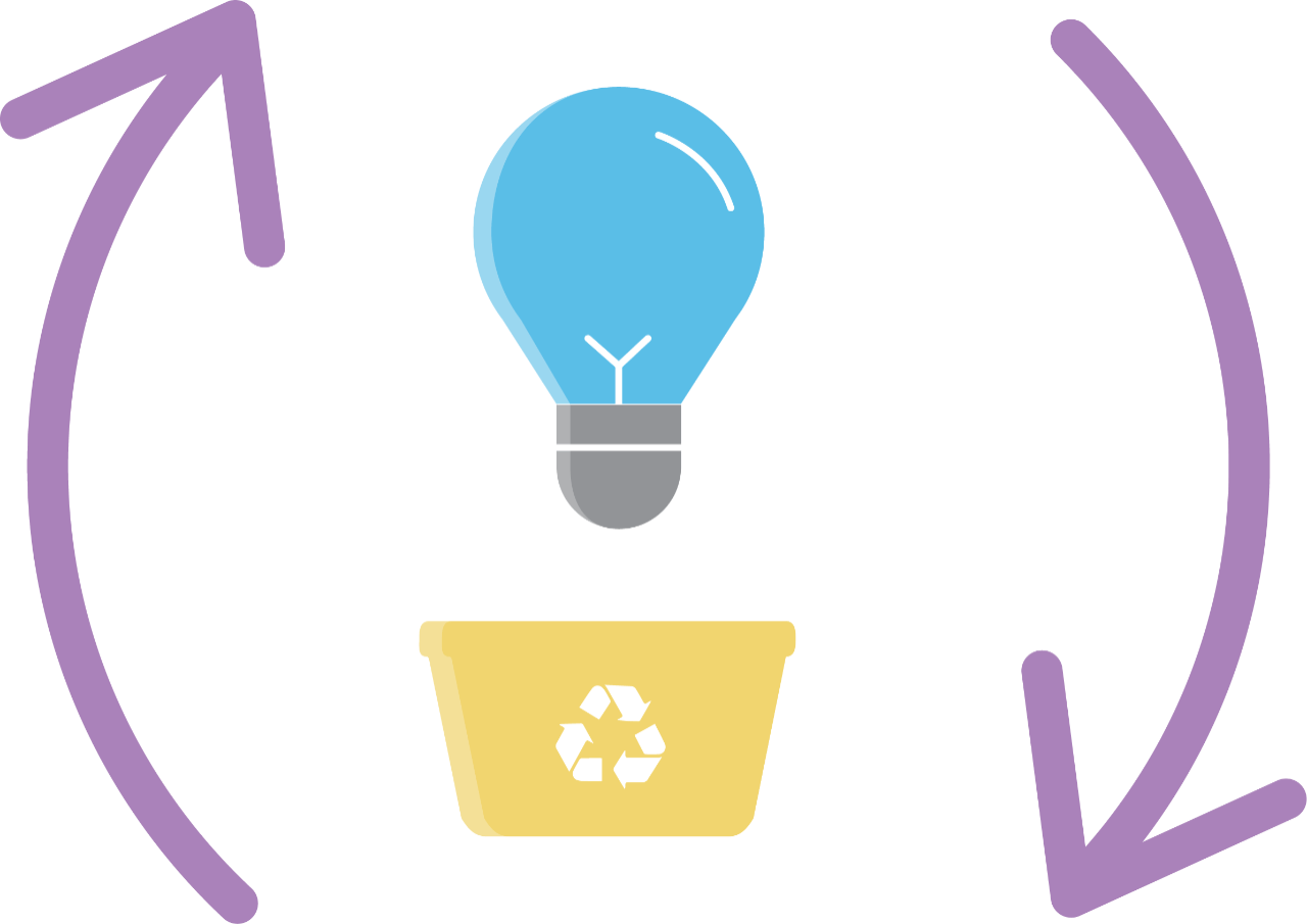 Light bulb recycling icon.