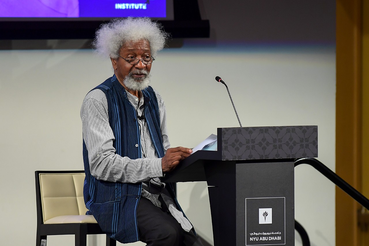 Playwright and Nobel Laureate Wole Soyinka at the NYUAD Institute, February 2020.
