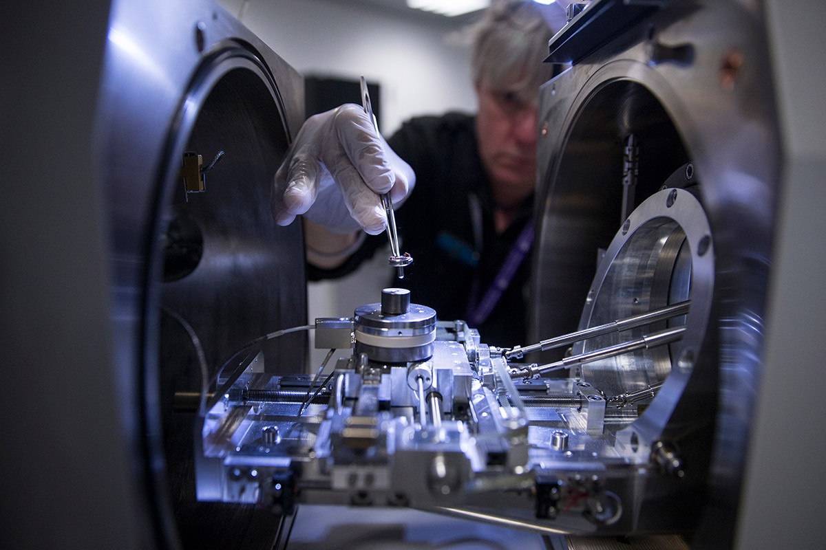 NYUAD Experimental Research Building, James Weston working in one of the labs.