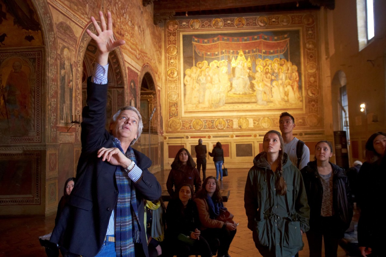 A professor and students in Florence, Italy.