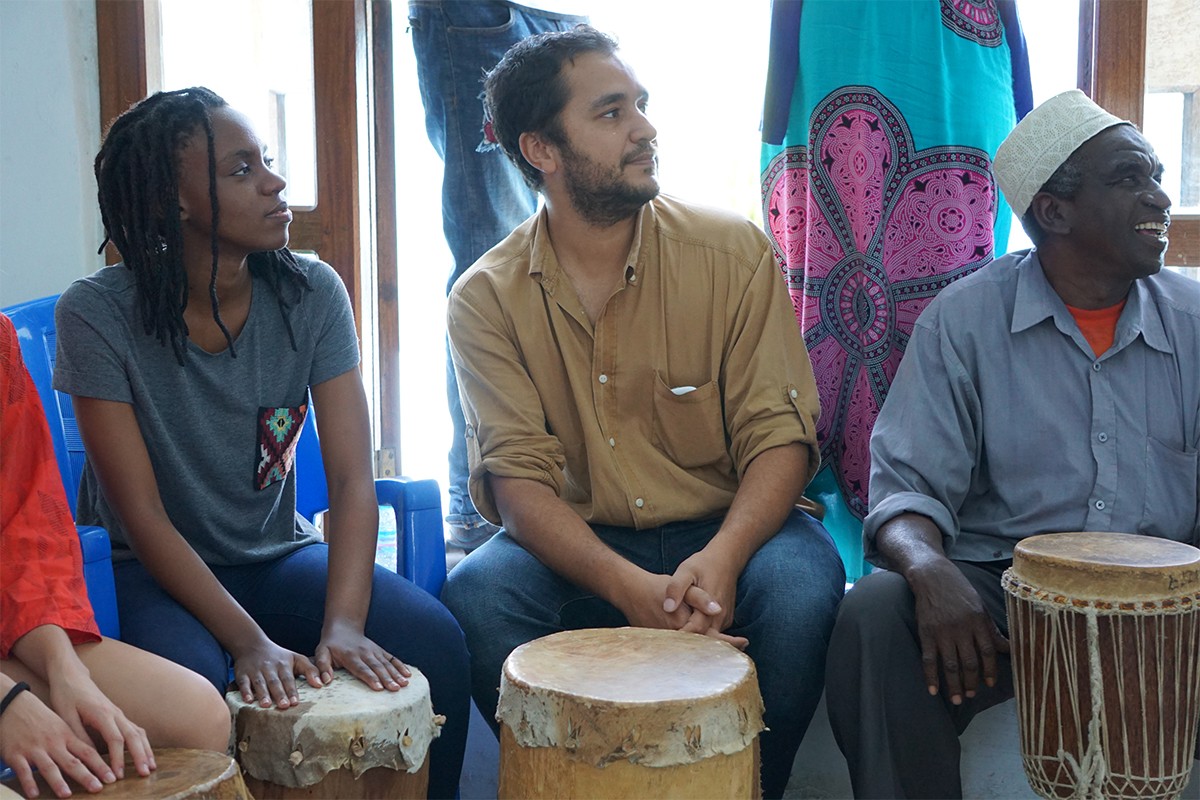       Professors Pedro Monaville (pictured) and Andrew Eisenberg and their students engaging in hands-on learning of Swahili music at the Dhow Countries Music Academy in Zanzibar, Fall 2016.                         
