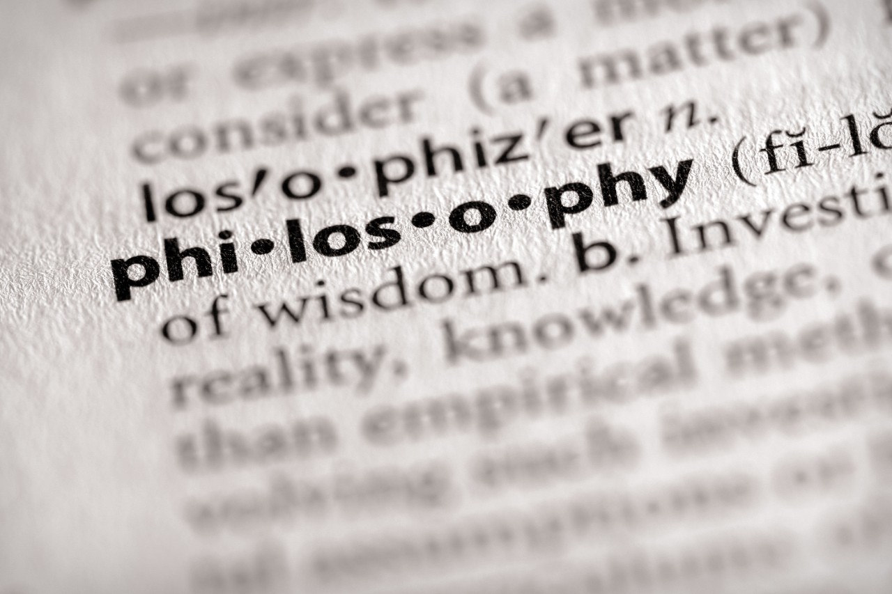 Selective focus on the word philosophy.