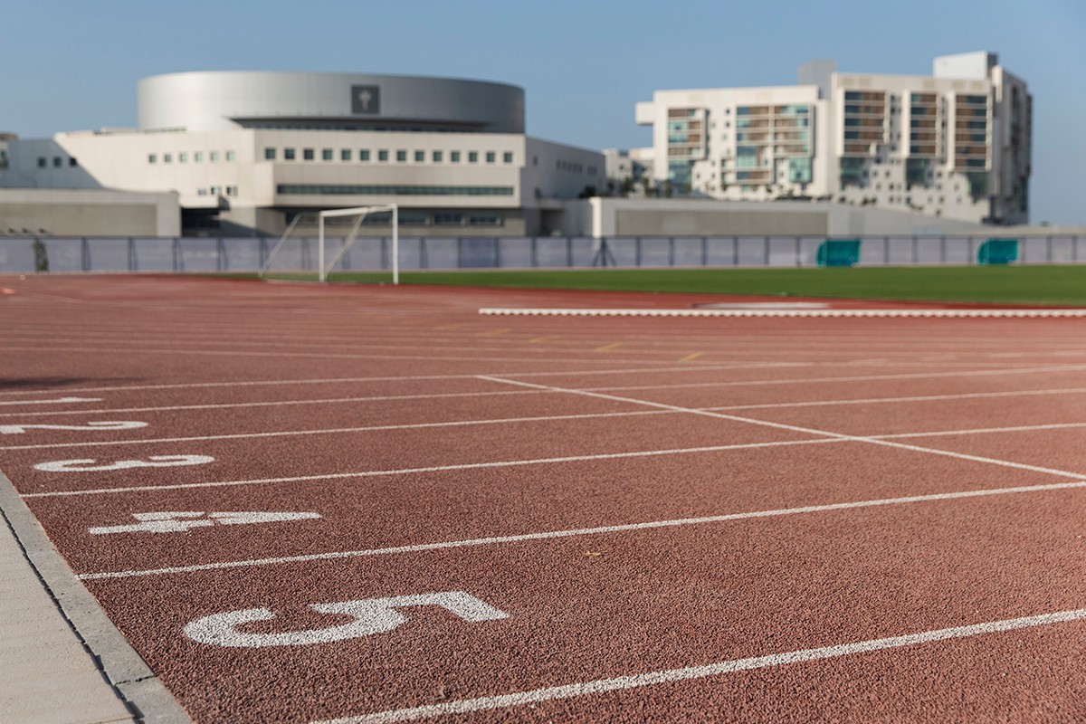 Outdoor running tracks on campus