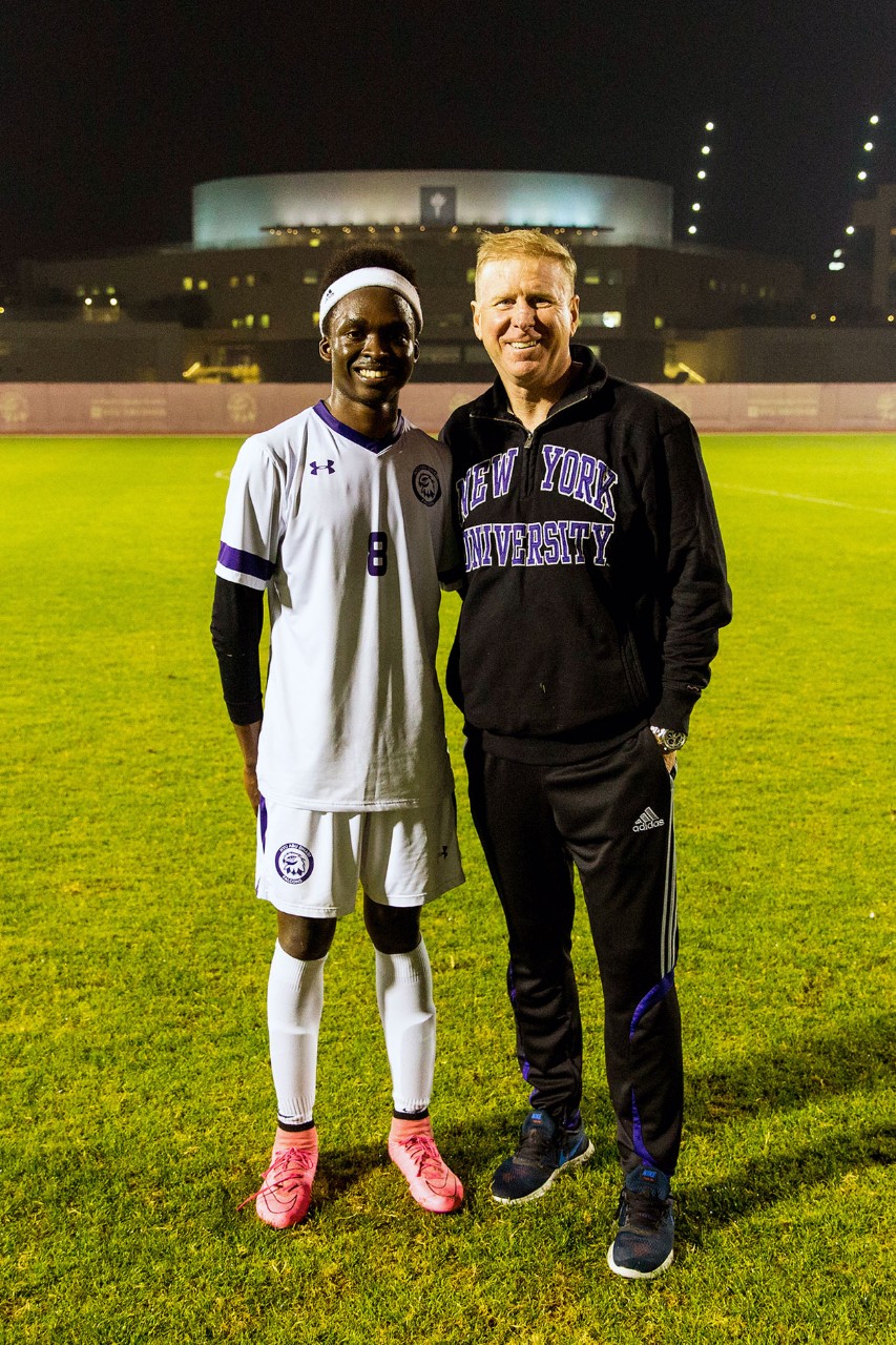 Hurbert Shauri, Class of 2019, left, with Peter Dicce, Assistant Dean of Students and Director of Athletics, right.