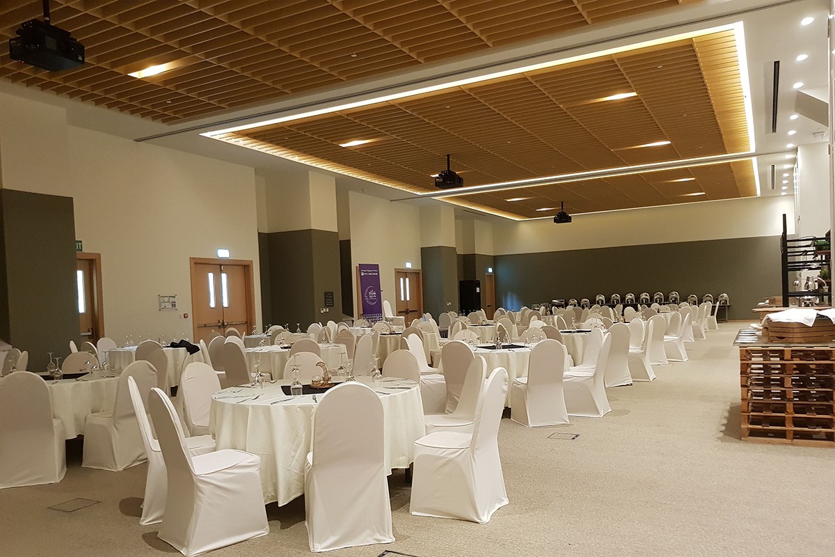 The Conference Center's multi-purpose hall can be divided into three sections, and configured in a variety of set-ups.