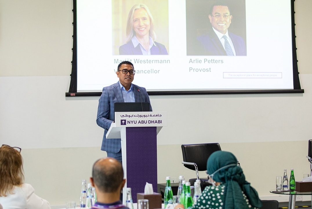 Arlie Petters, NYU Abu Dhabi Provost speaks at New Faculty Orientation.