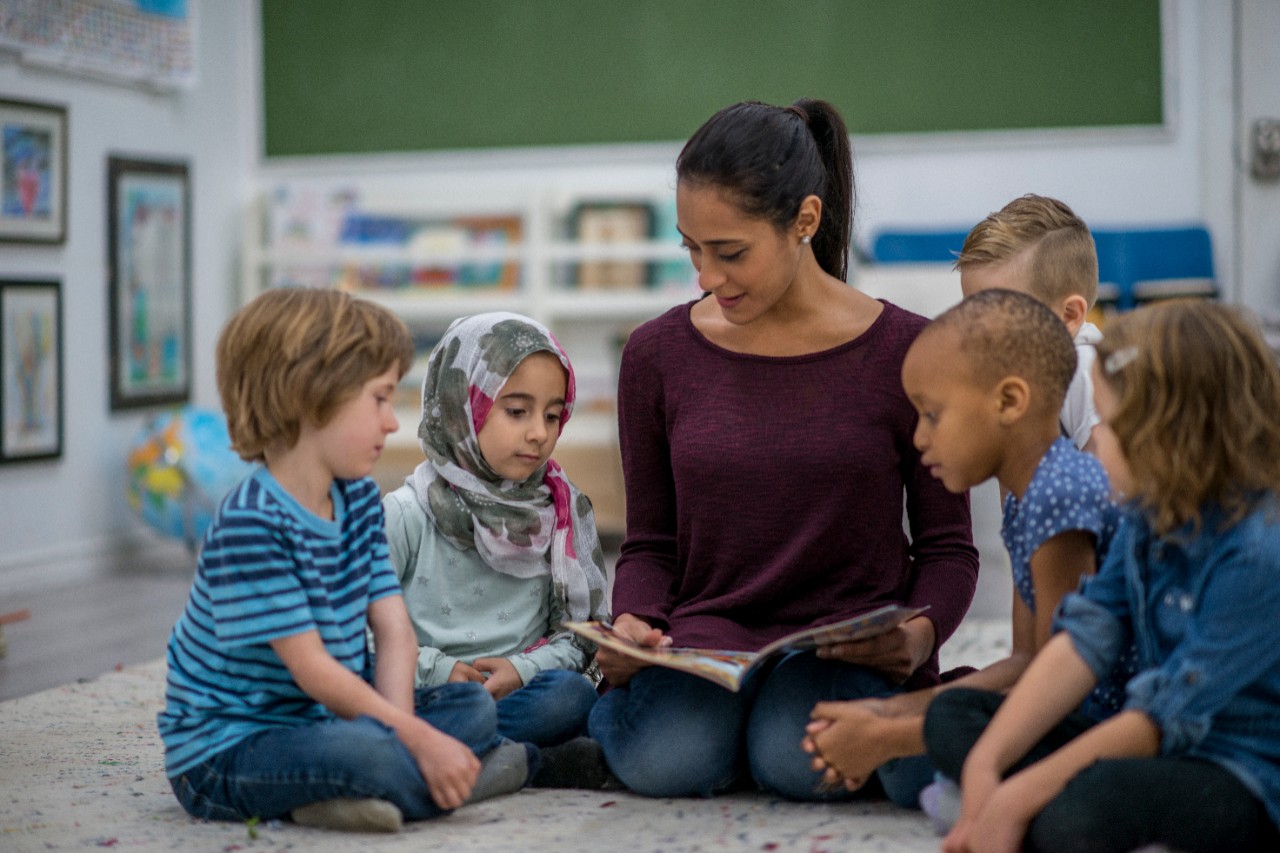 Teacher and children reading