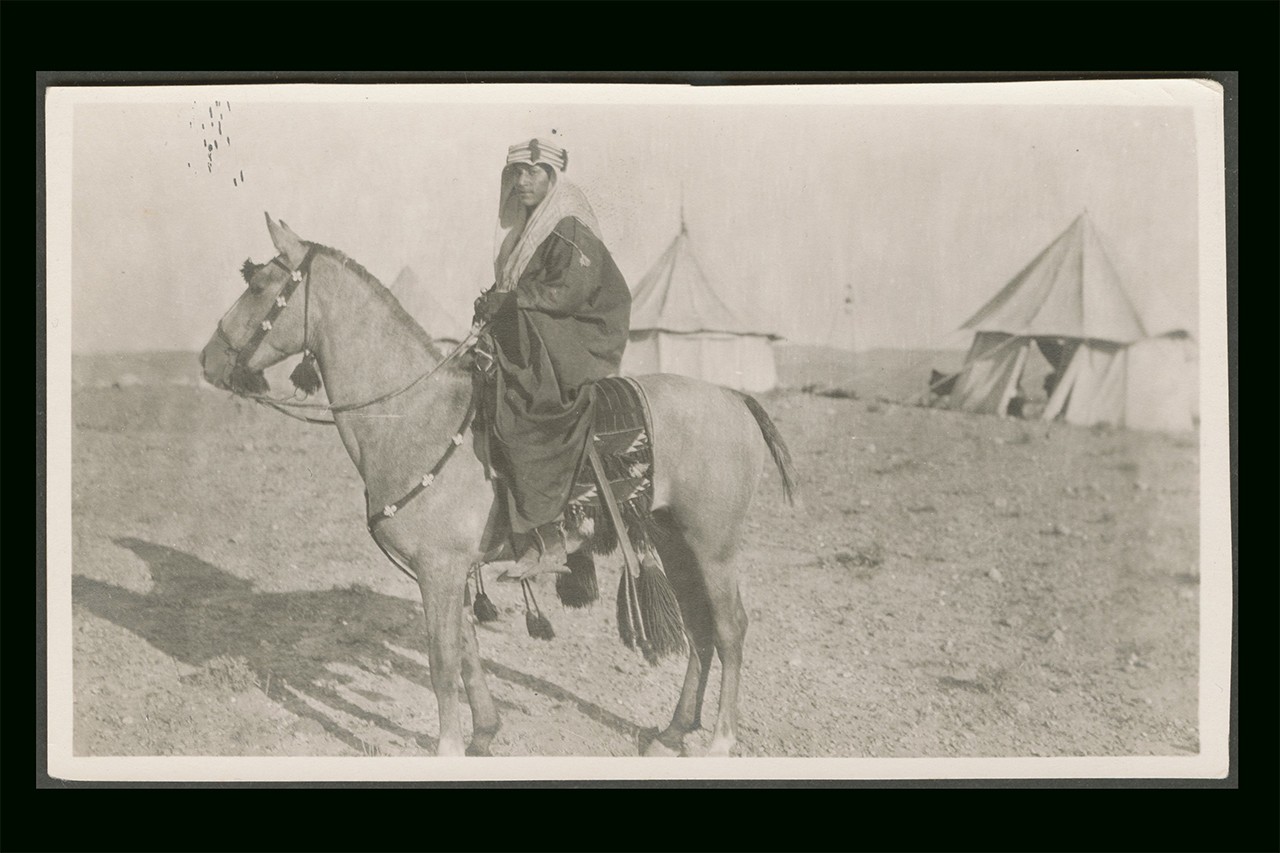 Portrait of a man on a horse, Palestine, circa 1910s-1930s (ref137). Copyright: Gail O'Keefe Edson. Courtesy of Akkasah: Center for Photography.
