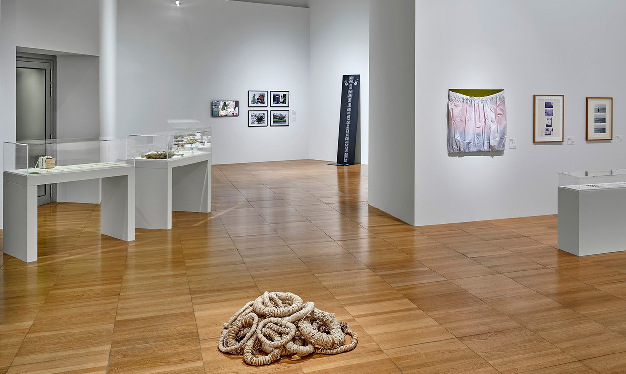 Installation view of Khaleej Modern: Pioneers and Collectives in the Arabian Peninsula. “The Conceptual Turn” section. Photo: John Varghese