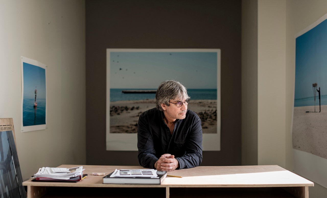 Tarek Al-Ghoussein, NYU Abu Dhabi Professor of Visual Arts, inside his faculty studio.