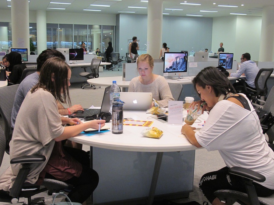 Students gather in the library for the Long Night Against Procrastination, an annual event hosted by the library to help students stay on track with their studies and assignments.