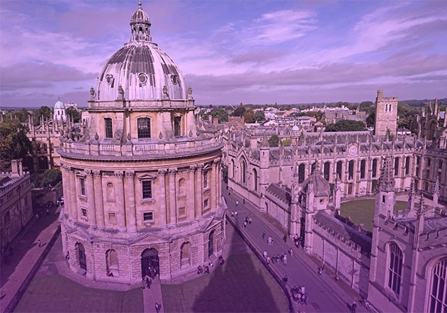 Aerial view of Oxford University.