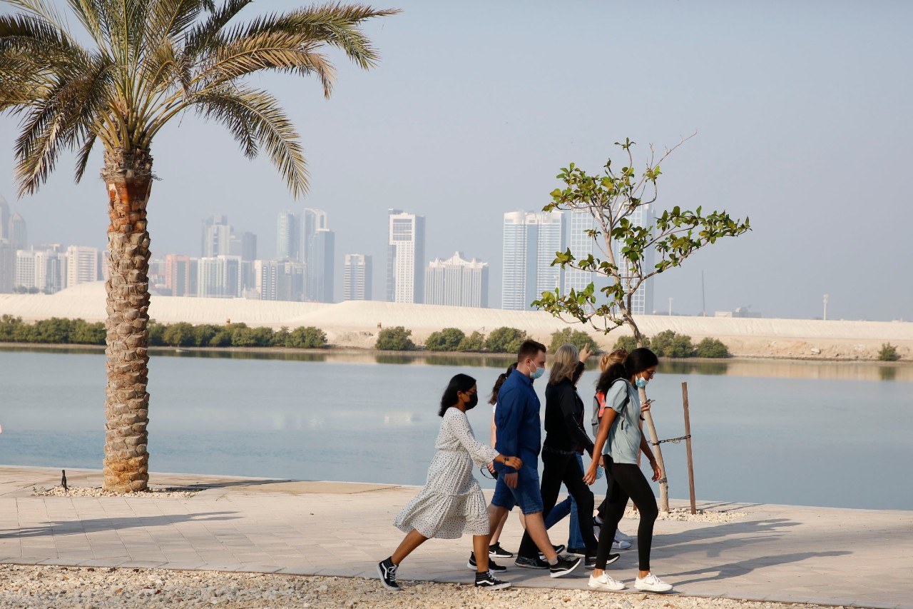 Students during the most recent Walk with Mariët at Reem Central Park in Abu Dhabi.