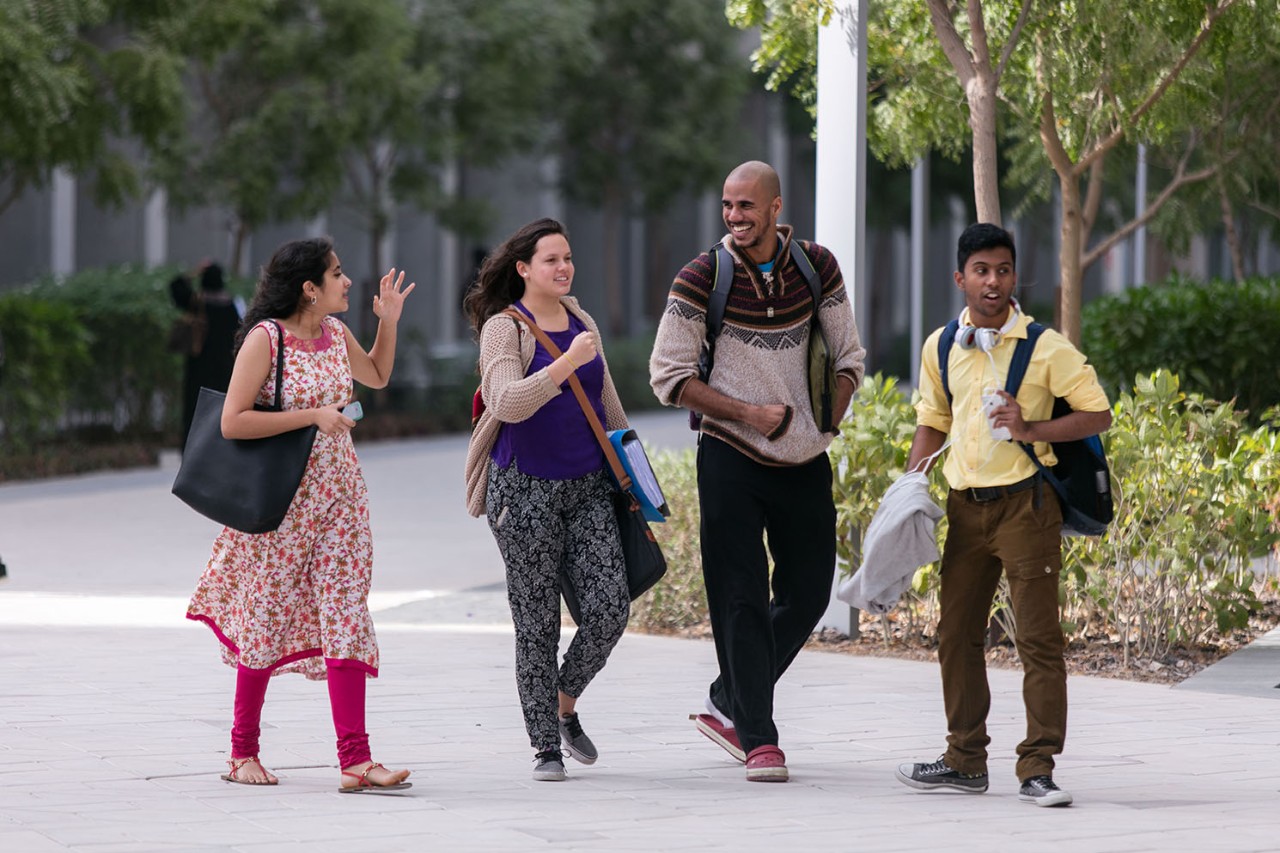 Students walking on campus