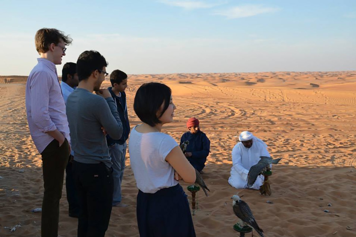 Students in the desert for their J-Term. 