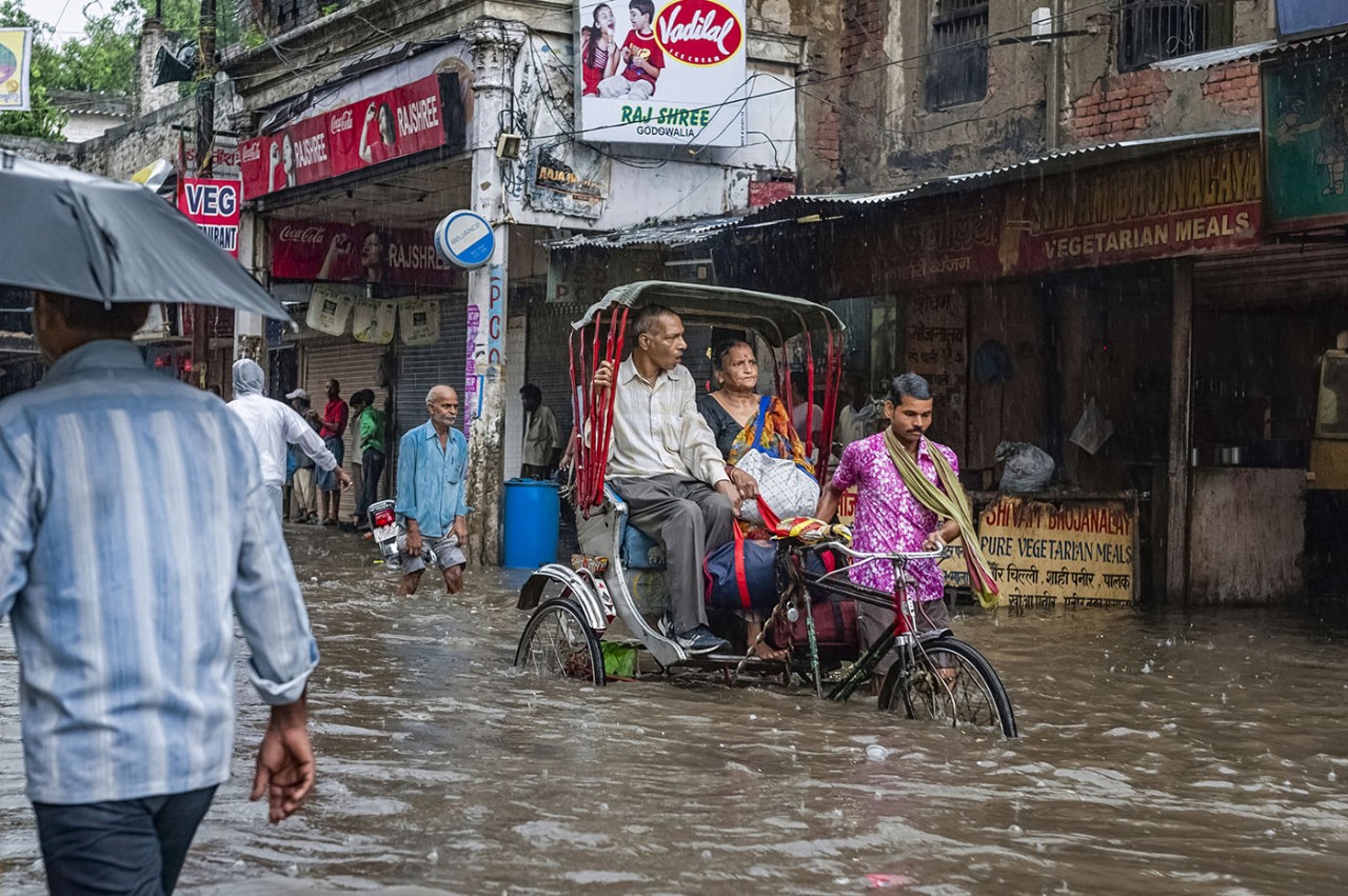 A flooded street in India.