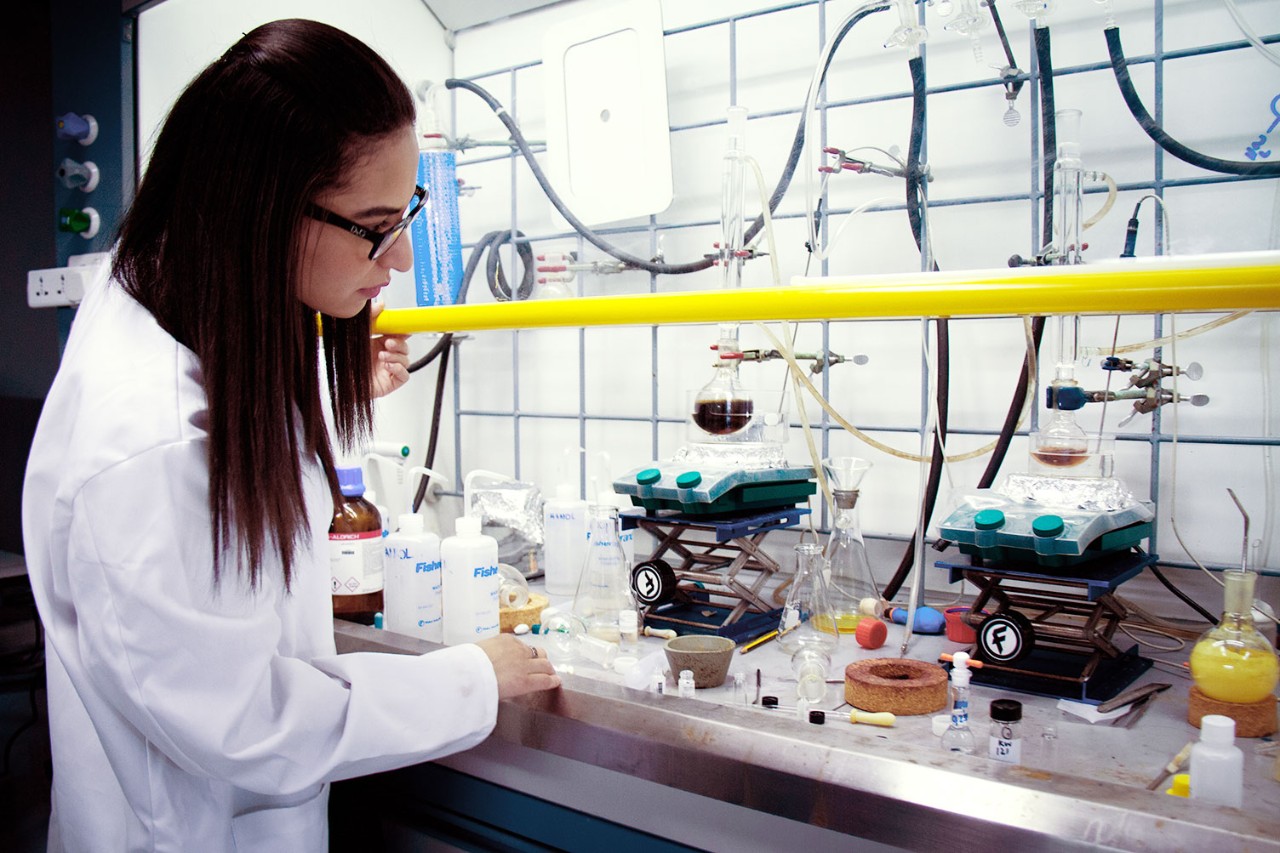 NYUAD Postdoctoral Associate Farah Benyettou at the Center for Science and Engineering. 