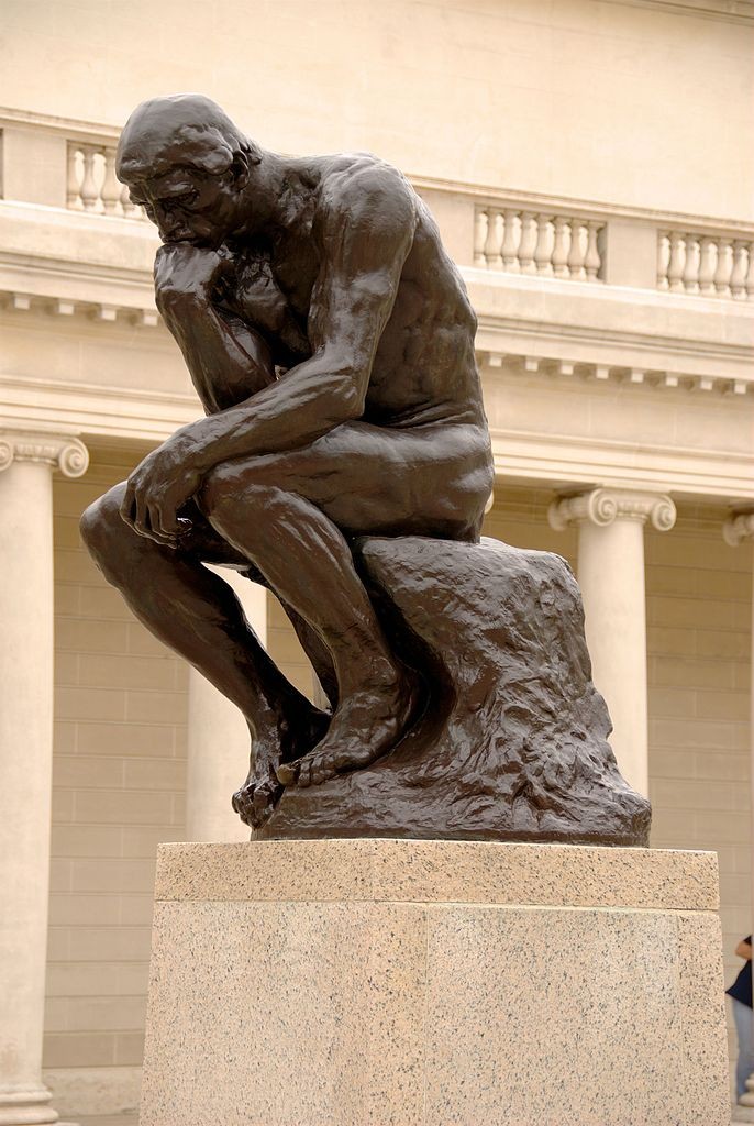 "The Thinker", a bronze statue by French sculptor Auguste Rodin, is often used as a symbol of philosophy.