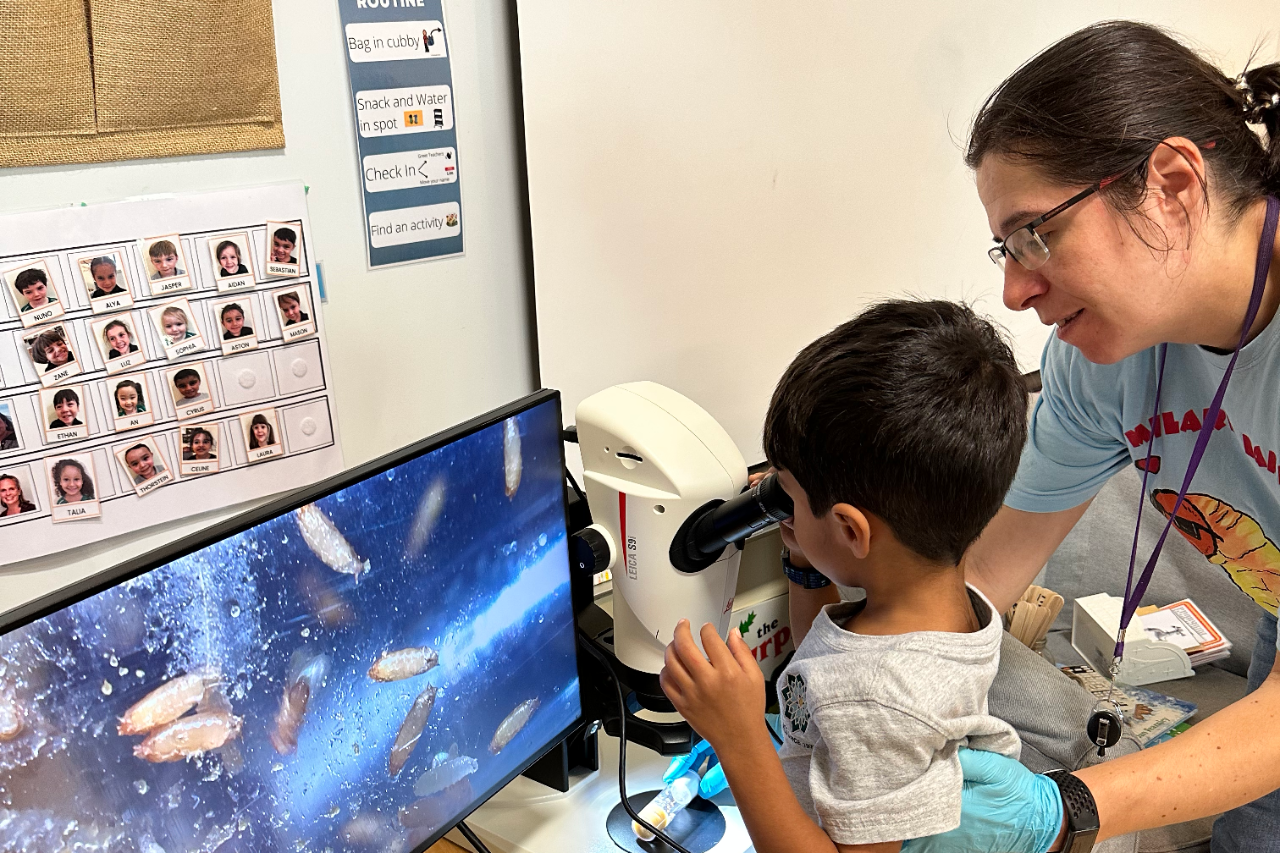 Research Scientist Ligia Vieira at the American Community School visit