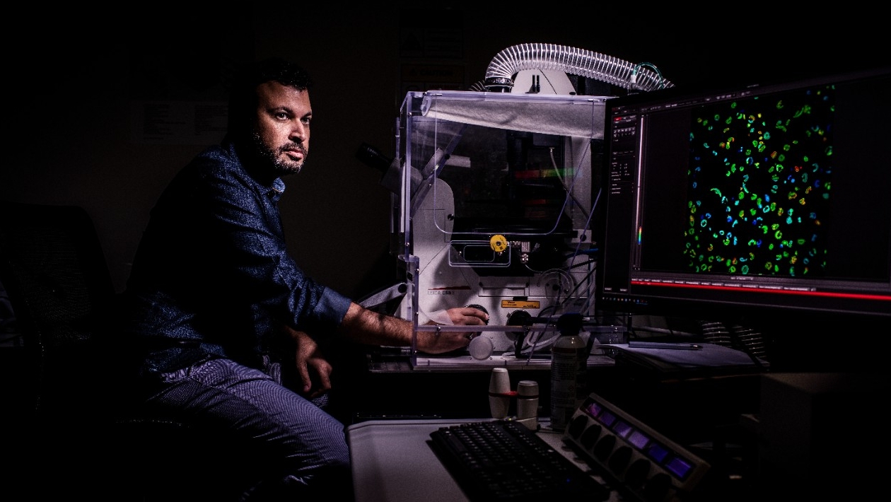 NYUAD's Shady Amin at work in the Marine Microbiomics Lab.