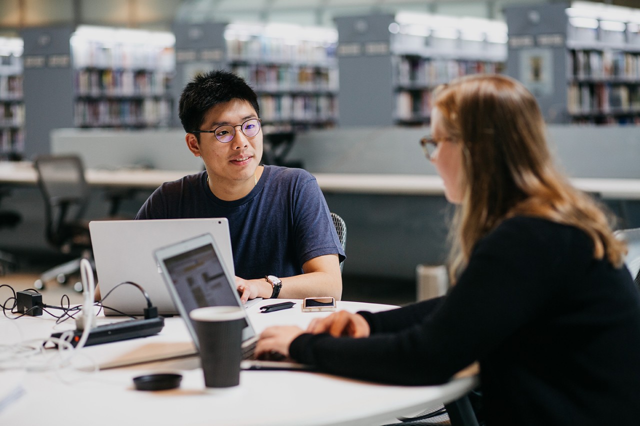NYU Abu Dhabi students in the campus library.