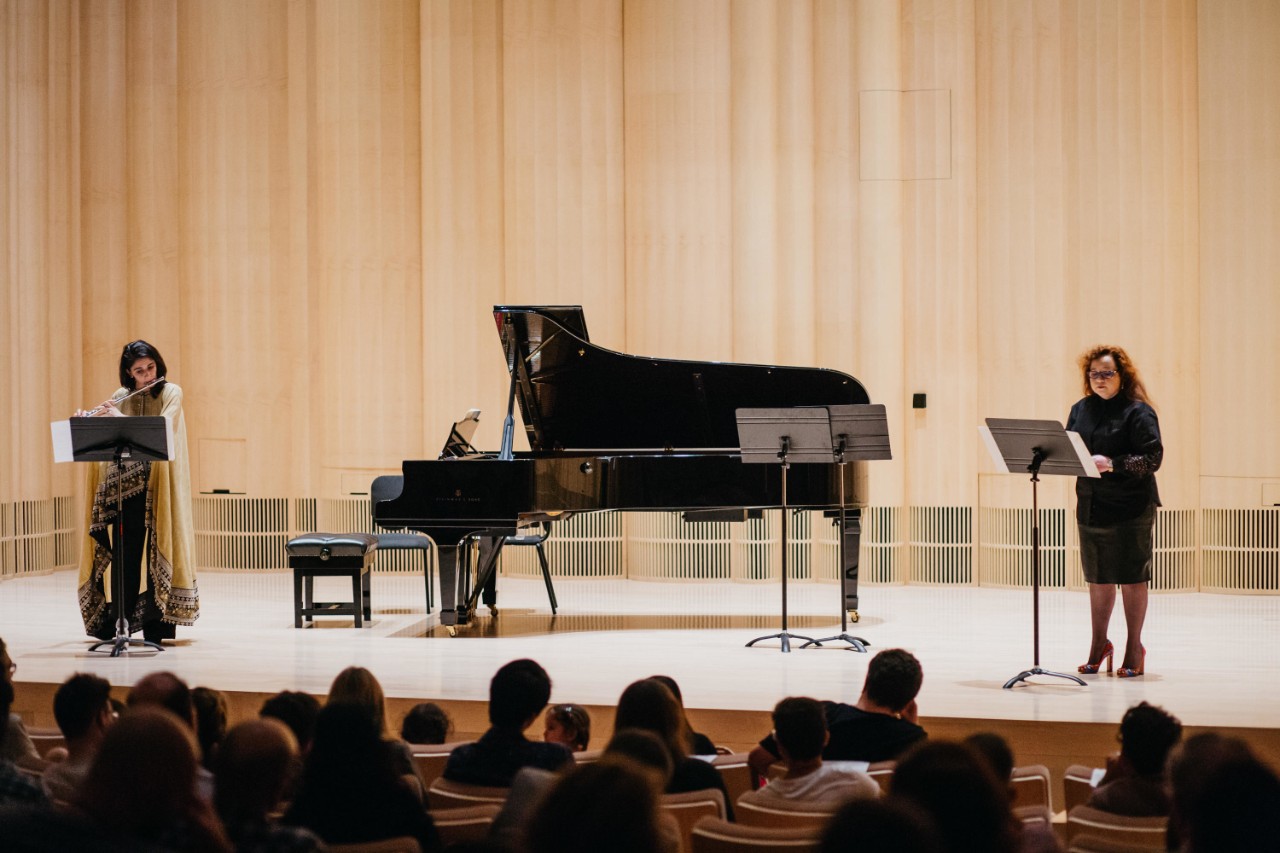 A musical performance in the Arts Center at NYU Abu Dhabi.