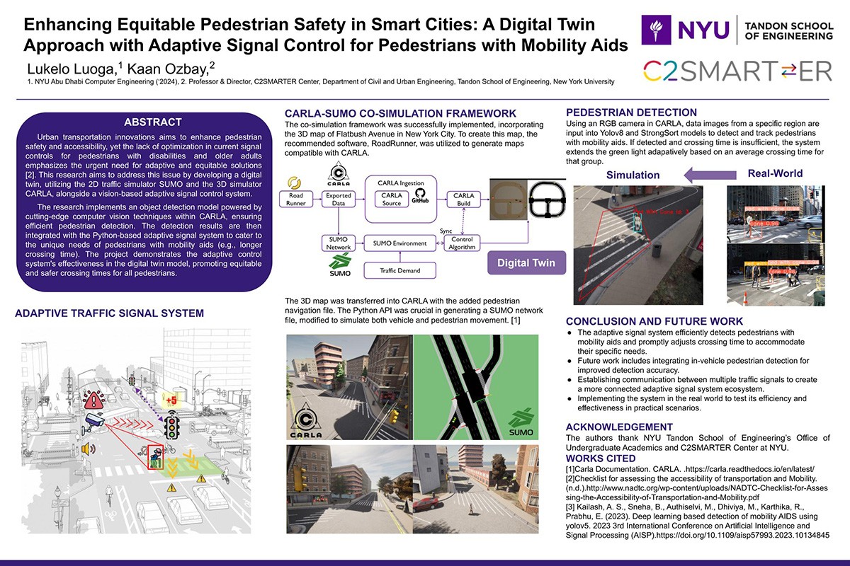 Lukelo Luoga's summer research project: Enhancing Equitable Pedestrian Safety in Smart Cities: A Digital Twin Approach with Adaptive Signal Control for Pedestrians with Mobility Aids.