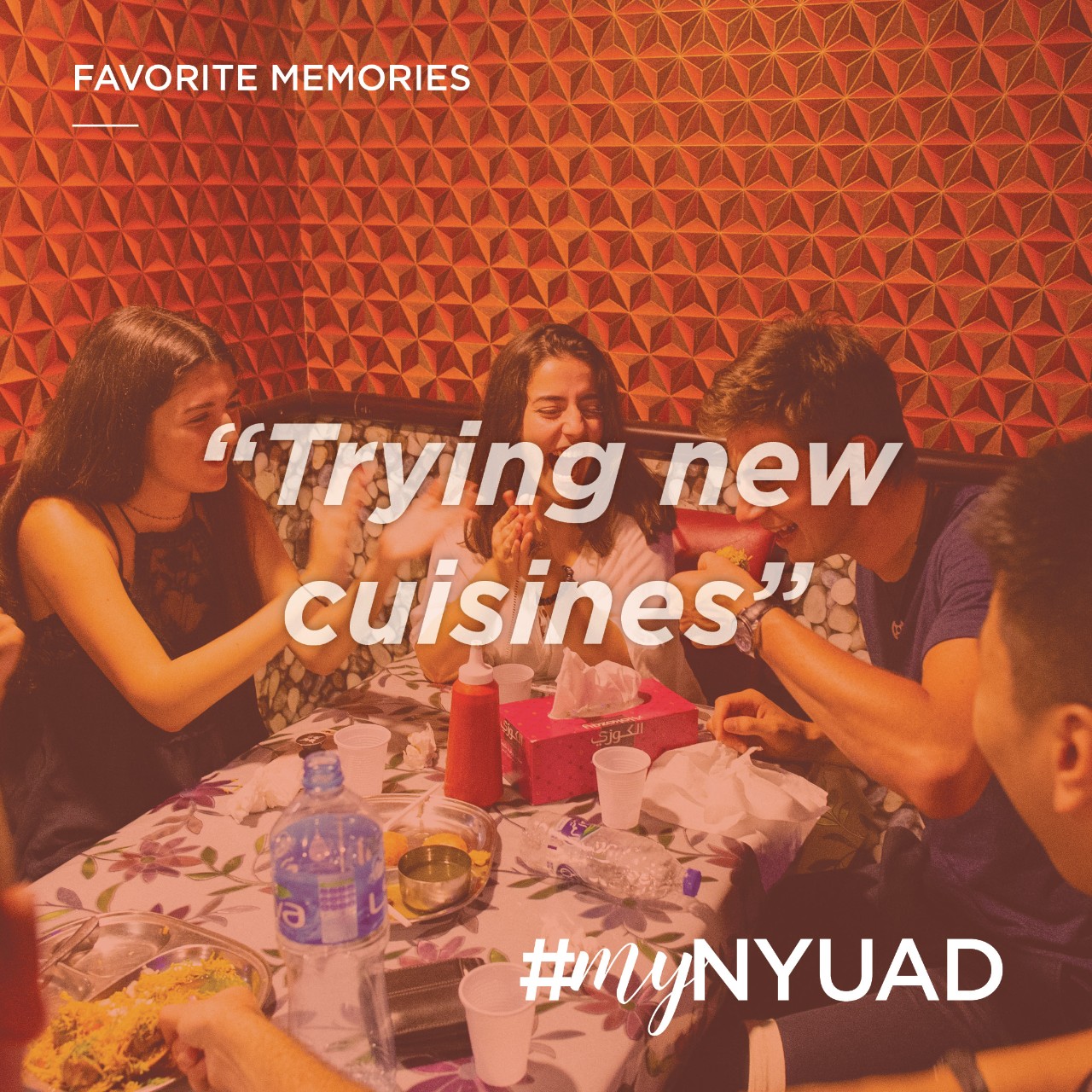 Quote: Trying new cuisines. #myNYUAD