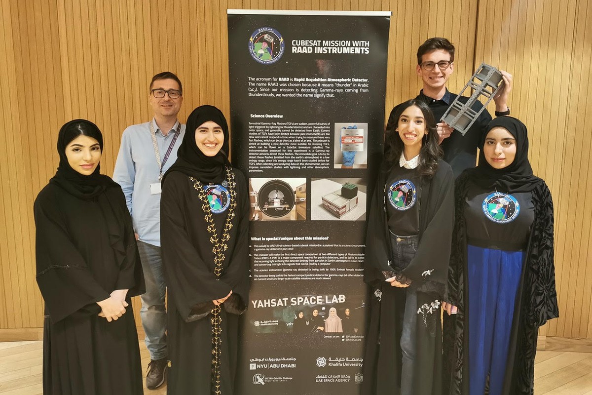 Team members from NYU Abu Dhabi involved in the nanosatellite Light-1 project.
