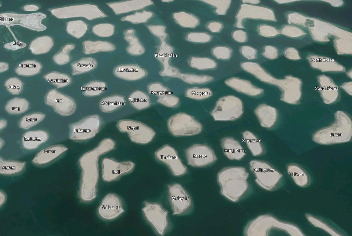 A new view of Asia, as imagined in Dubai, detail from The World Islands, captured from google earth.